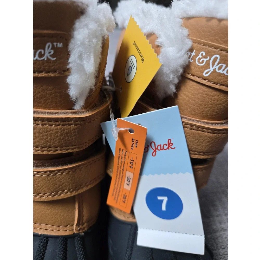 Cat & Jack Denver Cognac Brown Kids Winter Duck Boots Waterproof Size 7 NEW